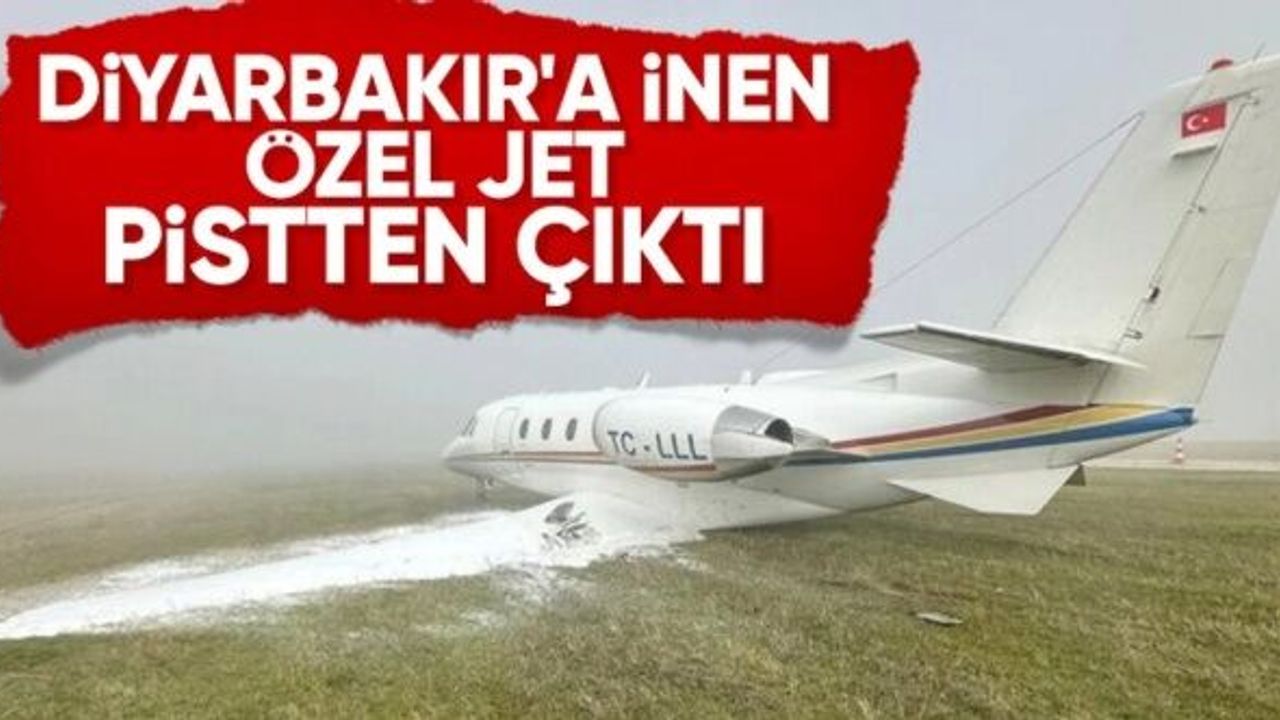 Diyarbakır'da özel jet iniş esnasında pistten çıktı