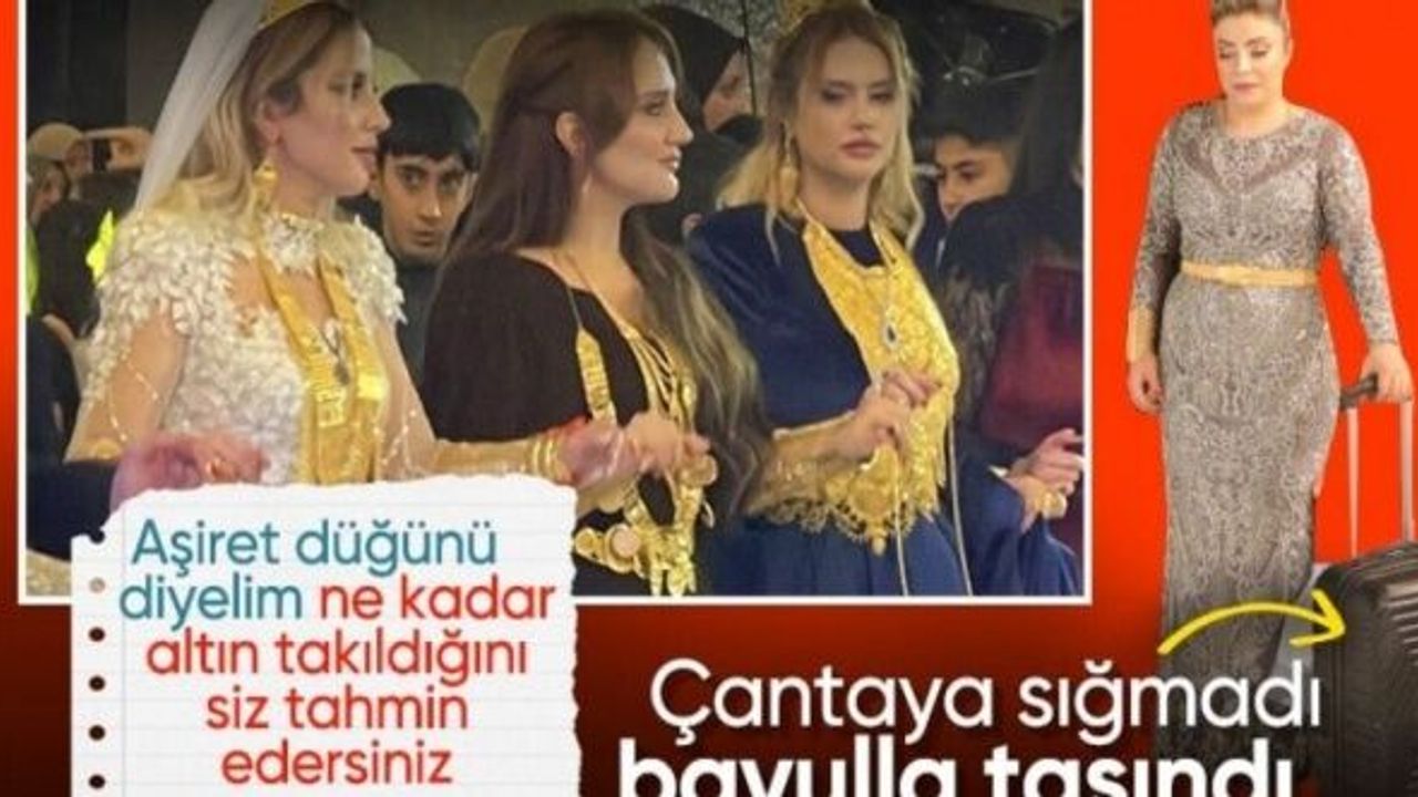 Gelin altınlarla süslendi! Şanlıurfa'da aşiret düğününde valiz dolusu altın takıldı