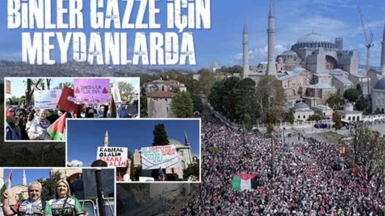 Ayasofya'dan Eminönü'ne! Filistin'e destek yürüyüşüne yoğun katılım