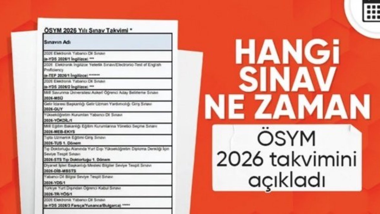 ÖSYM, 2026 yılı sınav takvimini duyurdu