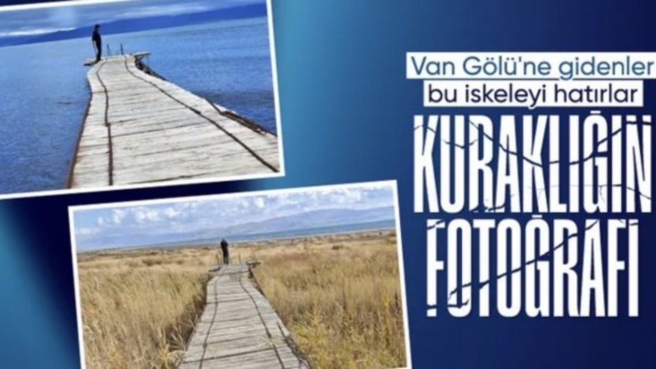 Van Gölü'ndeki çekilme fotoğraflarla kayıt altında