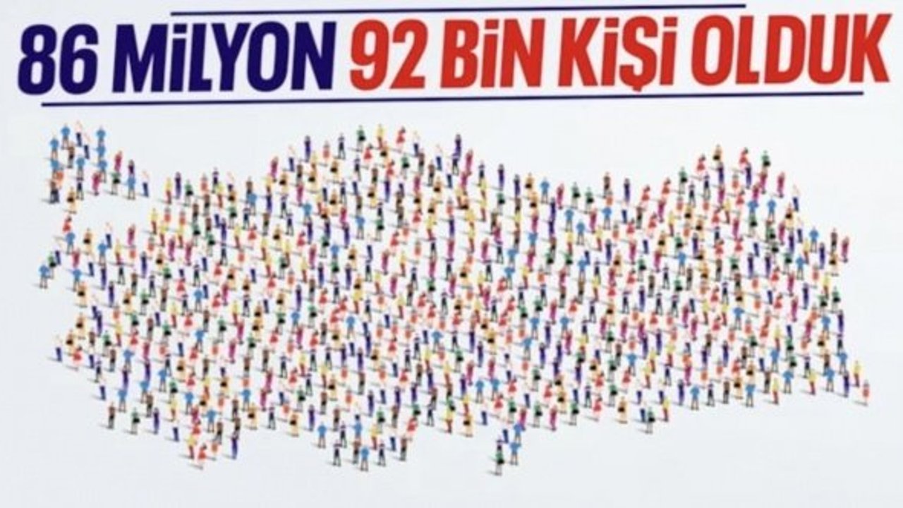 Türkiye nüfusu 86 milyon 92 bin 168 kişi oldu