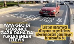 Yabancı turist, İstanbul'da yaya geçidini kullanamaya çalıştığı anları paylaştı