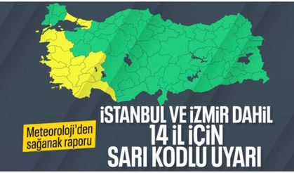 Meteoroloji'den 14 ile sarı kod: Sağanak geliyor