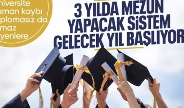 Üniversitede 3 yıllık eğitim dönemi gelecek yıl başlıyor
