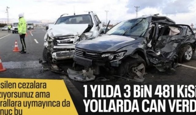 2025 yılında trafik kazalarında 3 bin 481 kişi yaşamını yitirdi