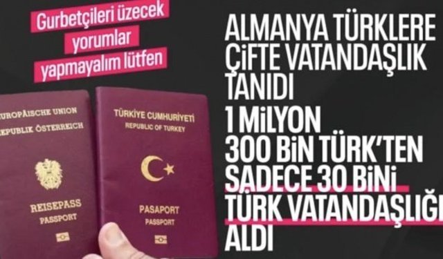Almanya'daki 1.3 milyon Türk'ten 30 bini Türk pasaportuna başvurdu