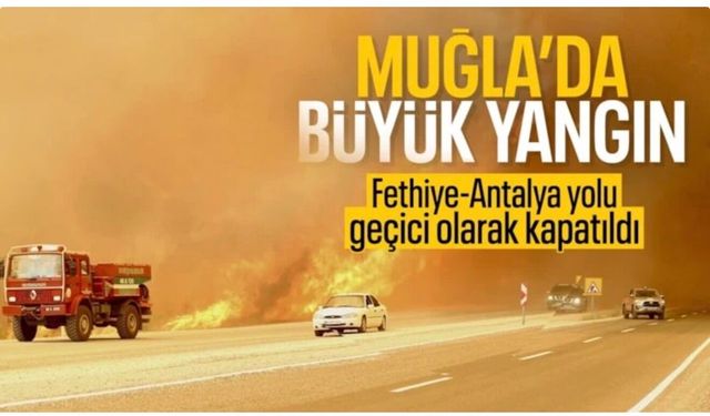 Muğla'da yangın: Fethiye - Antalya yolu araç geçişine kapatıldı