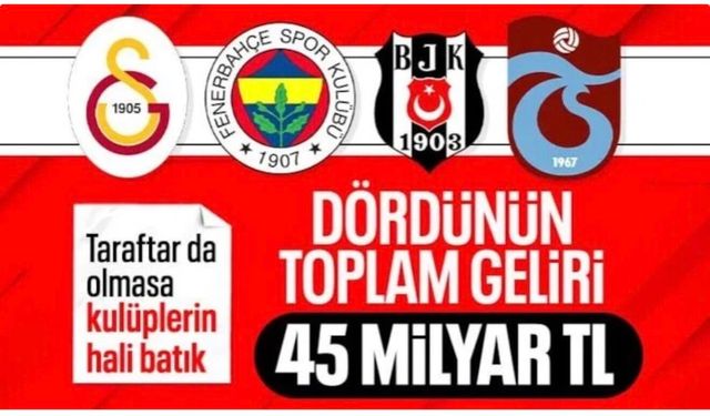 Dört büyüklerin toplam geliri 45,4 milyar lirayı buldu