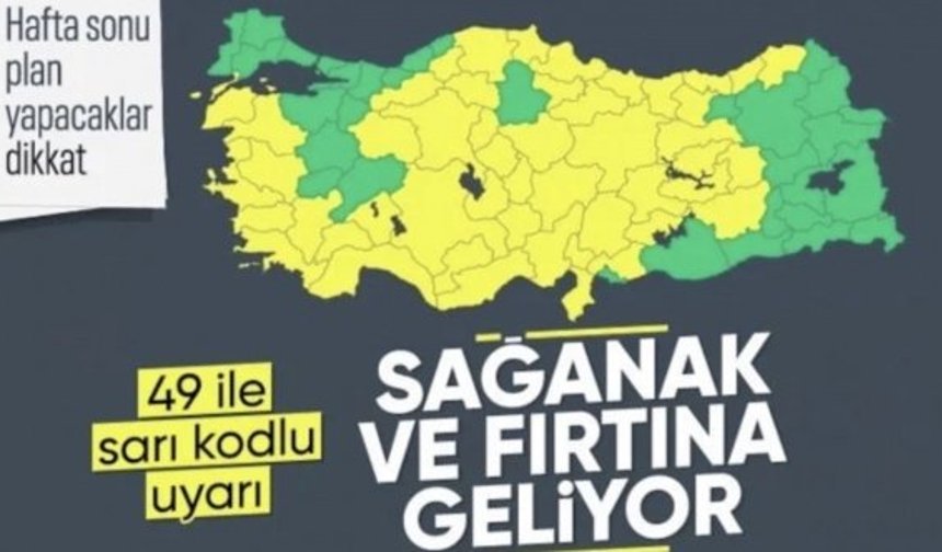 Meteoroloji’den 49 il için sarı kodlu uyarı: Sağanak ve fırtına geliyor