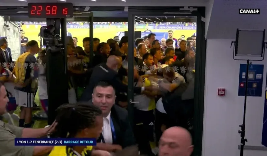 Lyon-Fenerbahçe maçı sonrası kavga çıktı: Tünel girişinde saldırmaya çalıştılar!