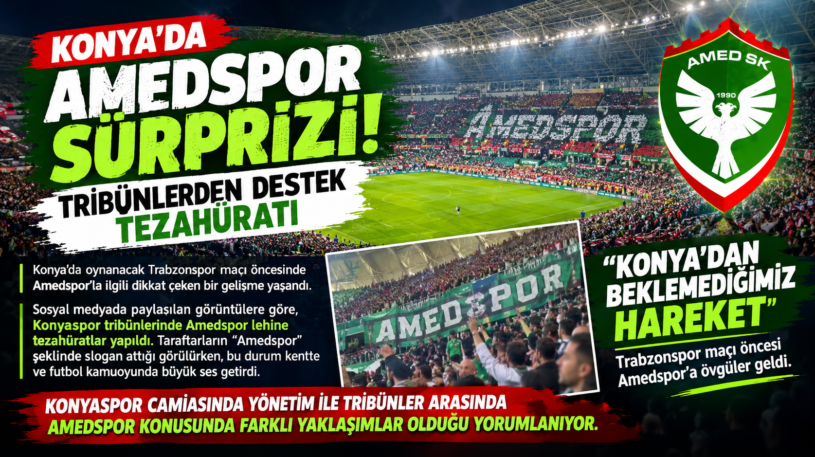 Konya’da Amedspor sürprizi: Tribünlerden destek tezahüratı